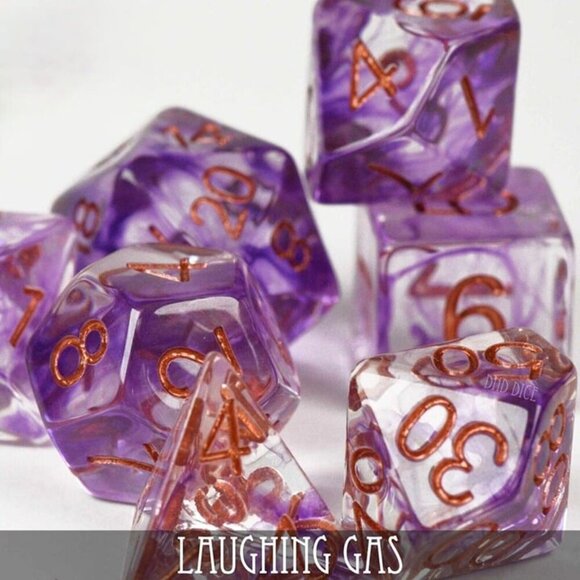 2‎ for $25 - NEW Laughing Gas Dice Set - 7 Resin Dice - Dungeons and Dragons - Picture 3 of 4